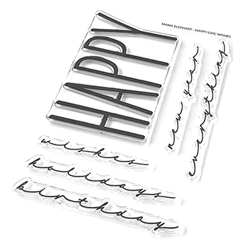 

2021 New Sentiment Words Happy Clear Stamps Sets and Border Scrapbooking For Crafts Greeting Card Making no Metal Cutting Dies