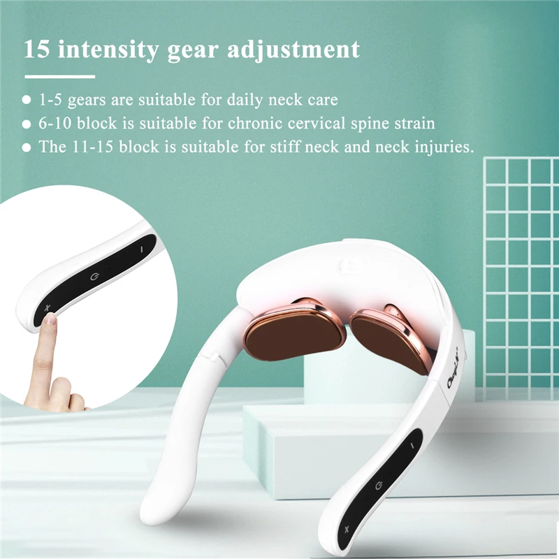 

CkeyiN Electric Neck Massager Foldable Pulse Cervical Massager Low Frequency Heating Pain Relief Spine Physiotherapy Relaxation