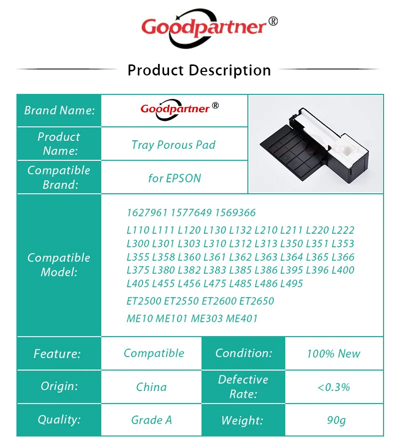 2X отходов губка для чернил бак Epson L355 L220 L210 L120 L365 L110 L111 L130 L132 L211 L222 L300 L301 L360 L362 L363 L366