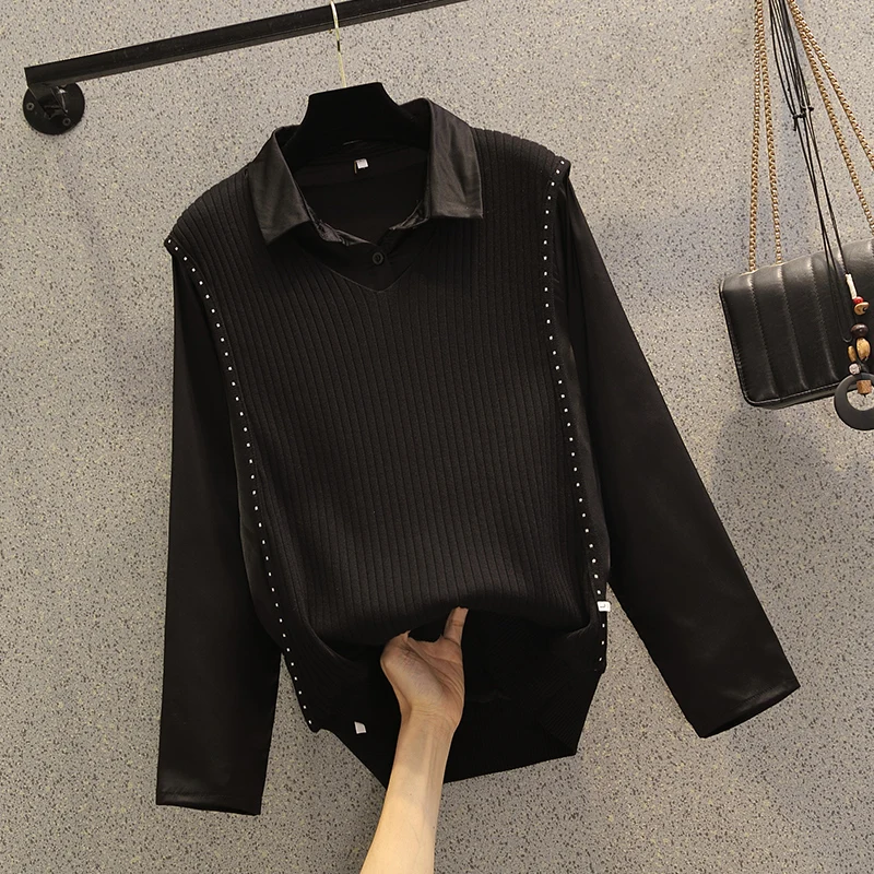 

Женская трикотажная блузка с длинным рукавом, в Корейском стиле