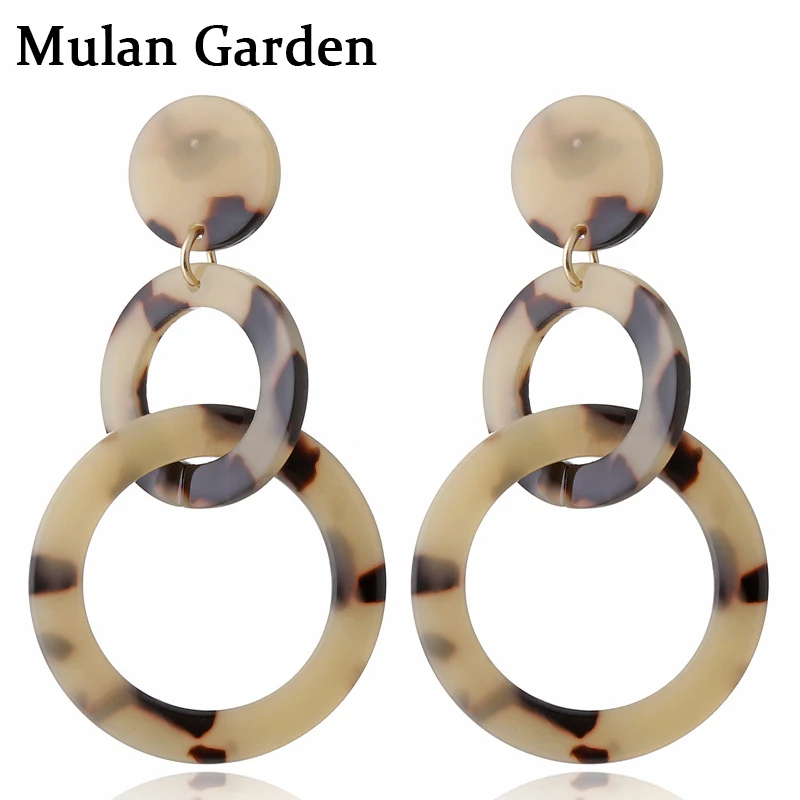 Модные двойные круглые акриловые леопардовые серьги M &amp G для женщин цвет