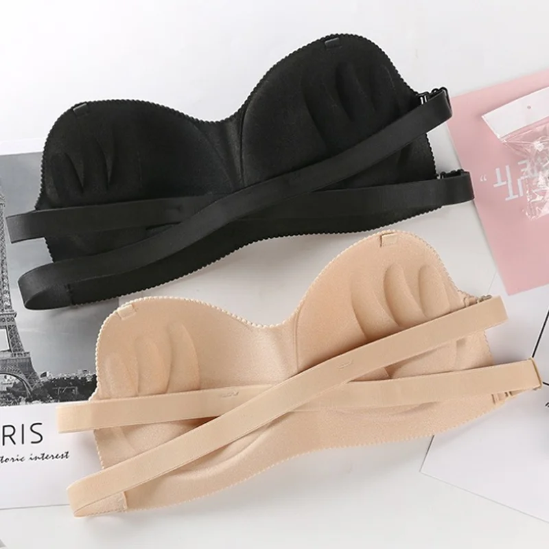 

Women' Front Fastening Bra Solid Racer Back Underwire Lingerie Strapless Bra One Size