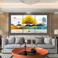 landscape nordic style canvas painting home decor modern minimalist artwork painting golden tree deer wall picture sunset gift