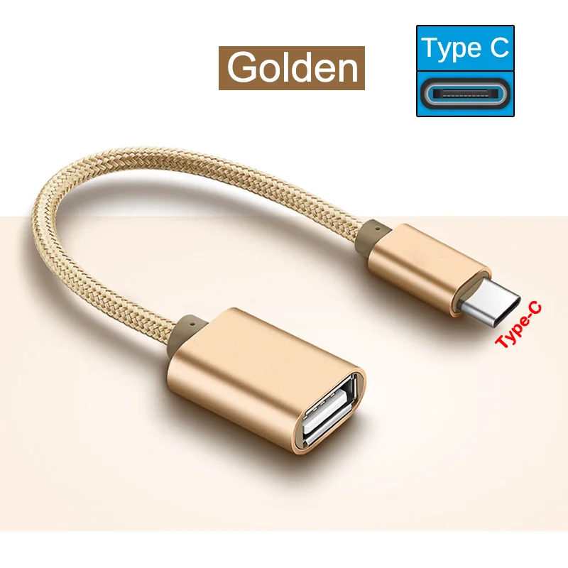 Mi cro USB и type C OTG адаптер для samsung huawei USB OTG кабель для Xiaomi Redmi mi Reader Разъем для Oneplus sony кабель usbc - Цвет: Gold for Type C