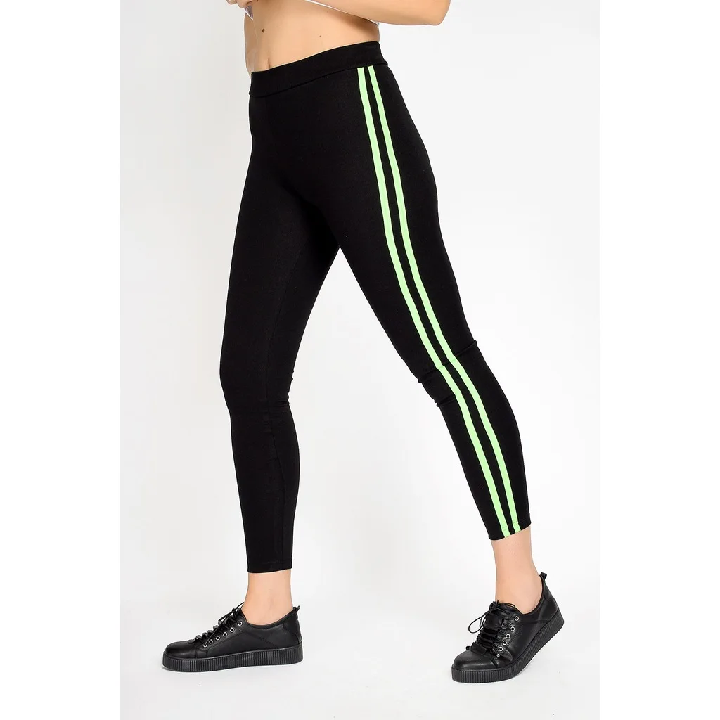 Yanlari Neon Seritli Leggings Black Gree
