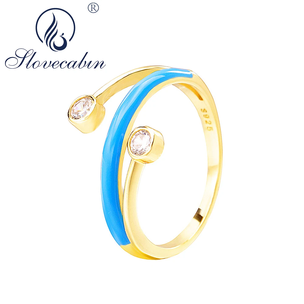 

Женское кольцо из серебра 925 пробы, с голубой эмалью