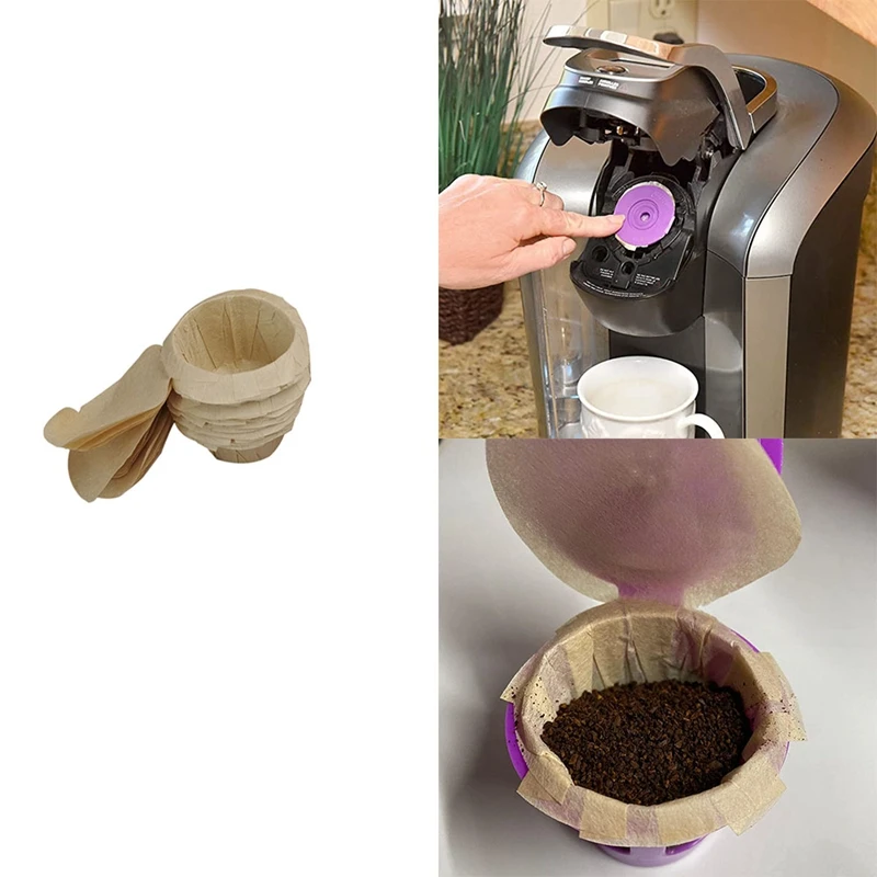 

Unbleached K Cup Filters with Lid for Reusable Coffee Pods- Keurig Coffee Filters for K Cup - Compostable