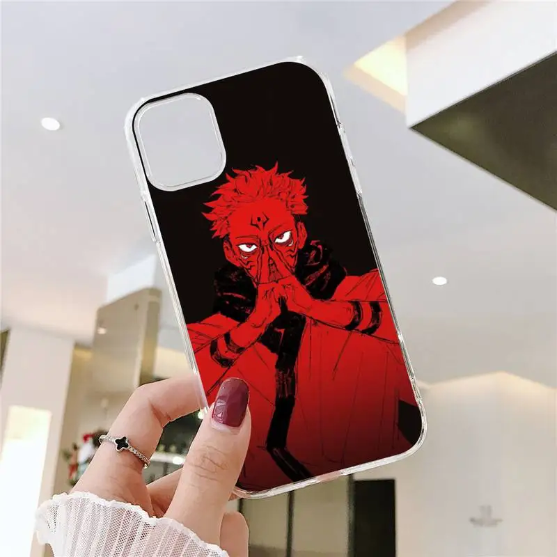 

Anime Jujutsu Kaisen Phone Case Transparent for iPhone 7 8 11 12 s mini pro X XS XR MAX Plus cover funda shell