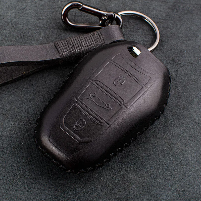 

1 Pcs Genuine Leather Car Remote Key Cover Key Case For Citroen C5 C4L C4 C6 C3-XR Remote Cover Chain Car Accessories