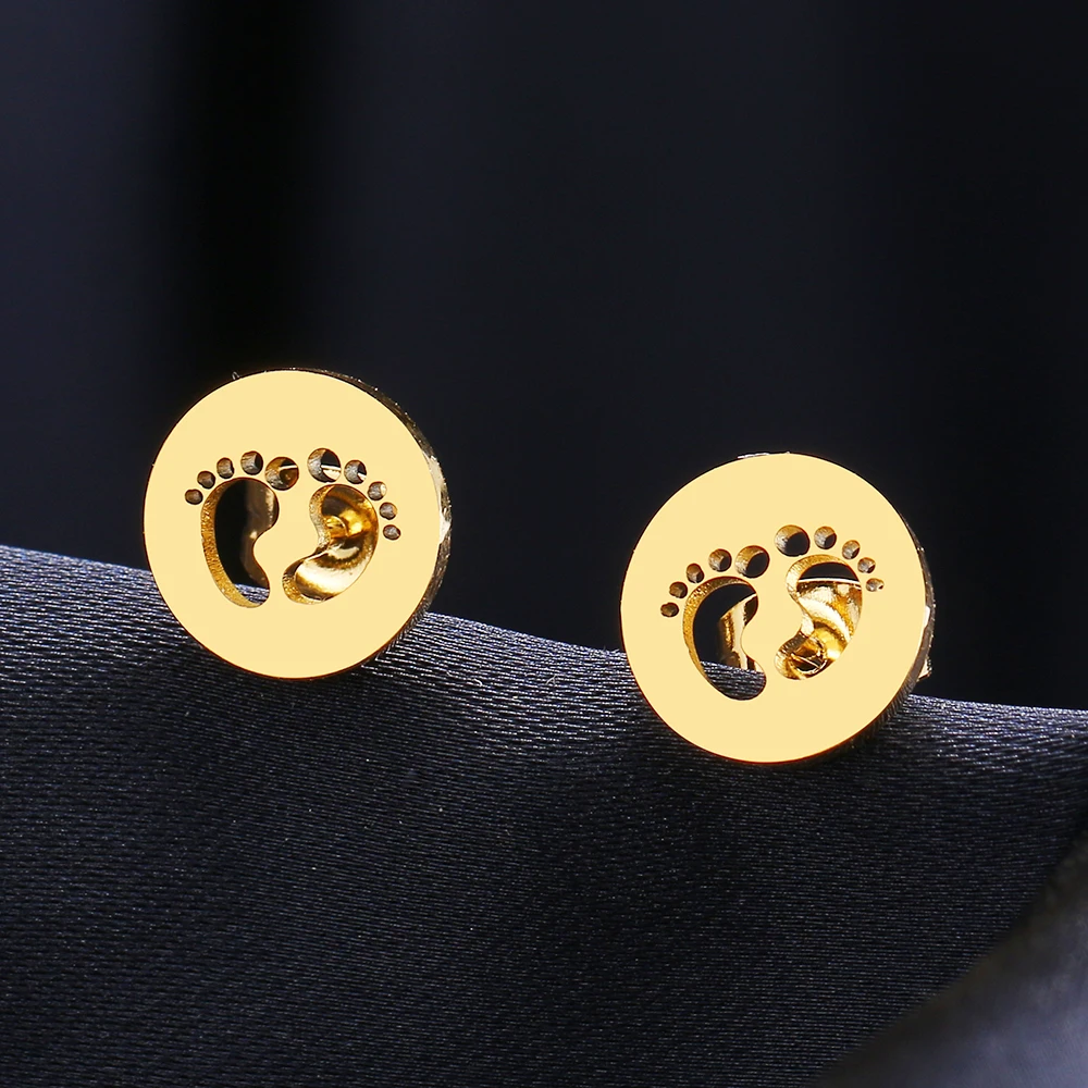 

Серьги из нержавеющей стали, полые детские ножки, модные серьги-гвоздики, классические простые серьги для женщин, ювелирные изделия 2022 года, свадебная вечеринка