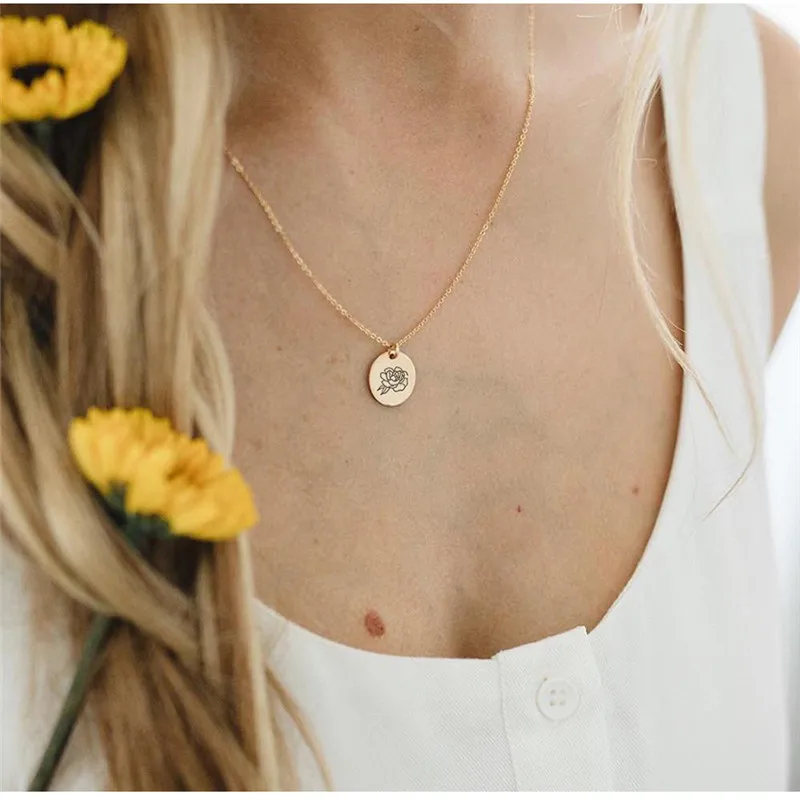 Visunion Rose Gold Silver Color Necklace Women Trendy Design Plants Pattern Pendant Elegant Stainless Steel | Украшения и