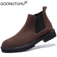 2021 style fashion mens chelsea boots casual genuine leather suede shoes male big size 36 48 shoe man army ankle boots for men