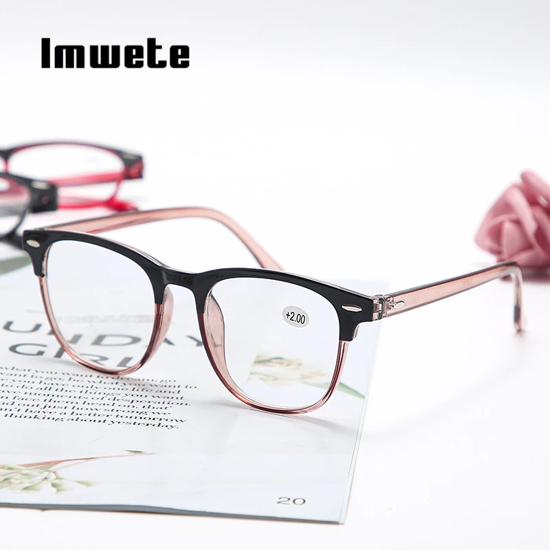 

Imwete новые модные женские очки для чтения HD мужские очки для дальнозоркости портативные очки в полной оправе + 100 150 200 250 300 350 400