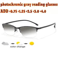 business mens full frame photochromic gray reading glasses comfortable alloy high quality 1 0 1 5 1 75 2 0 2 5 3 3 5 4