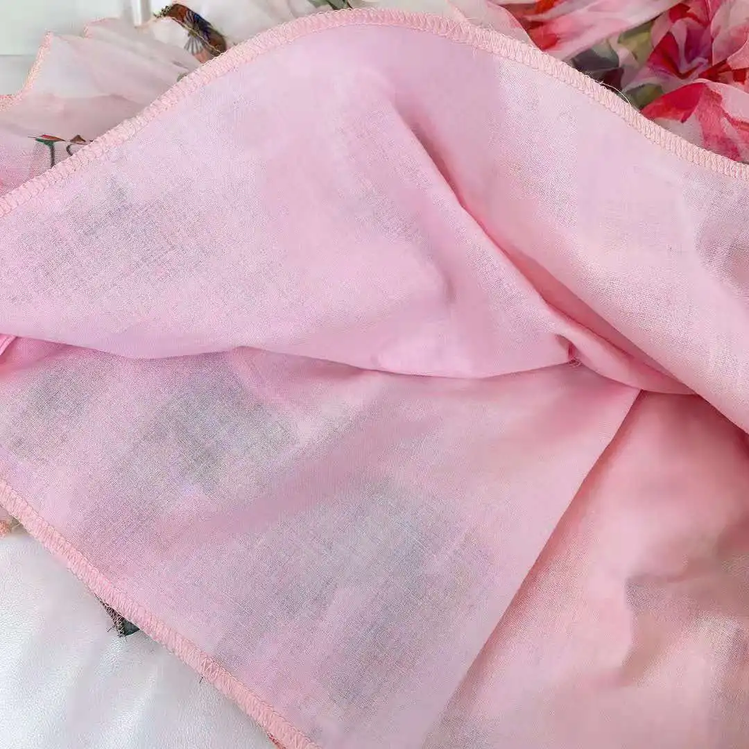 

2021 summer new big flower girl dress beach petal Sleeve Dress Girls' wear children's 90-1150cm