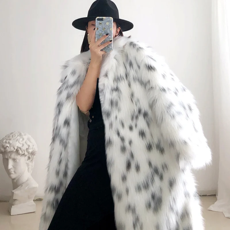 2021 Winter Import Fox Fur Coat Turn-Down Collar Warm Thick Leopard Print Female Fox Coats Medium Natural Fur Slim Fox Fur Coats