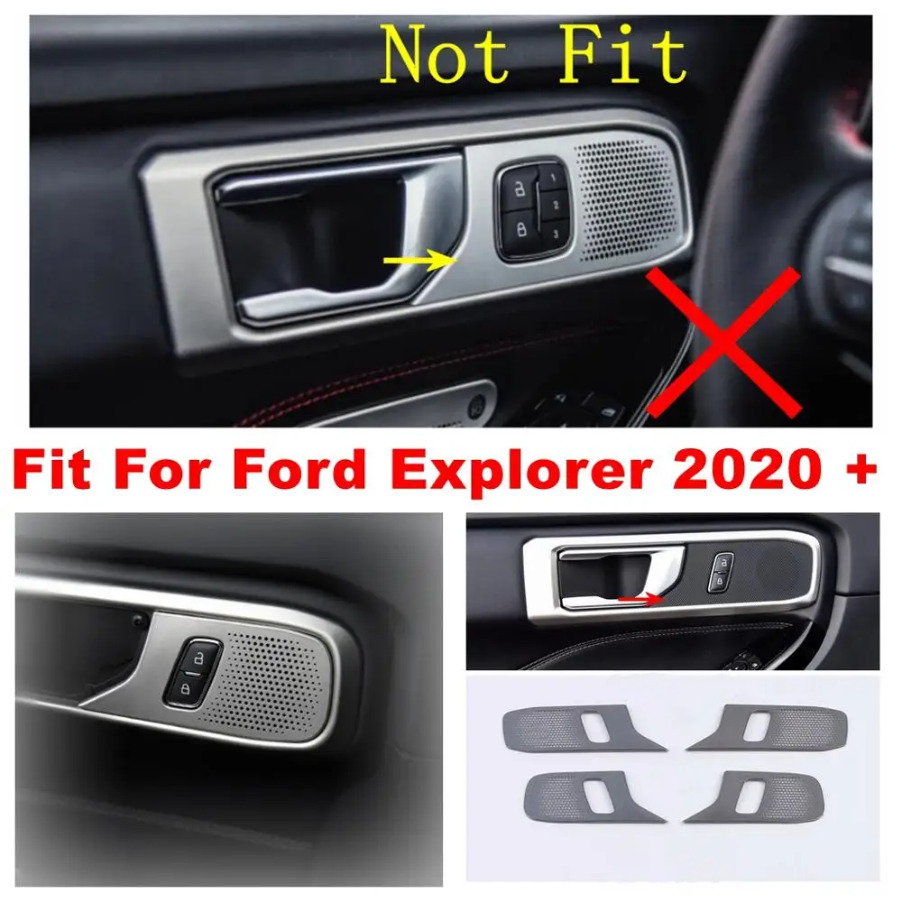 

For Ford Explorer 2020 -2022 Inner Door Armrest Pull Doorknob Handle Panel Frame Cover Trim Black / Silver Interior Accessories