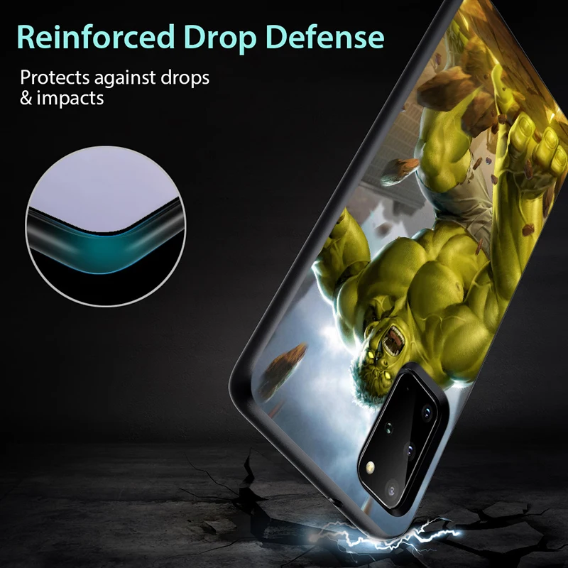 

Marvel The Hulk for Samsung S6 S7 S8 S9 S10 S10E S21 Edge Plus Ultra 5G TPU Black Phone Case