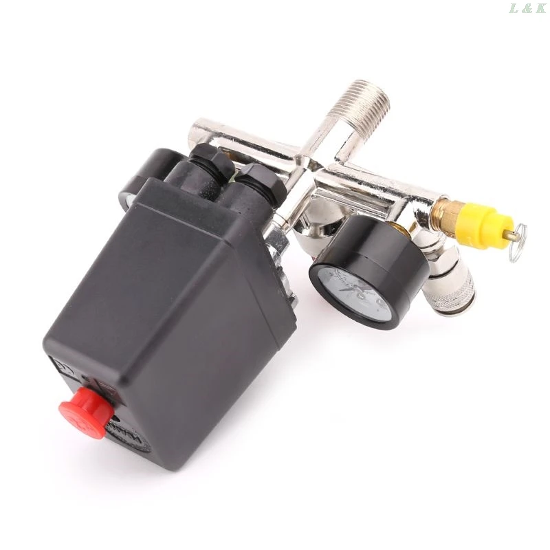 

Air Compressor Pressure Control Switch Valve 0.5-1.25MPa With Manifold Regulator & Gauges