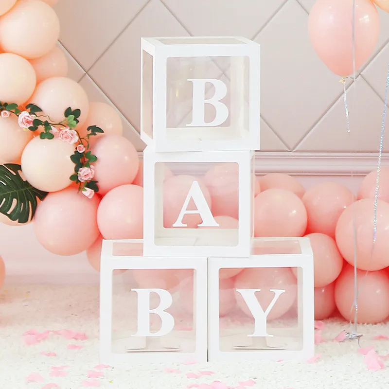 

Baby Shower Boy Girl Transparent Box Baby Shower Baby Christening 1st Birthday Party Decor Balloon Box Gender reveal Gift