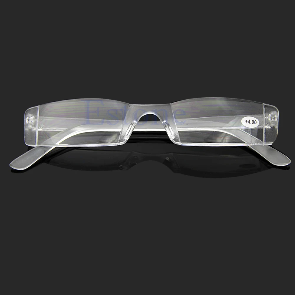 

Eyeglasses Clear Rimless Reading Glasses Case Bag Presbyopia 4.00 Diopter Q1QA