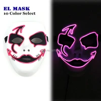 hand painted glowing mask costume props festival horror el mask terror devil flashing led mask for halloween decoration