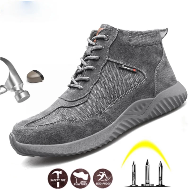 

Anti-Smashing Breathable Comfortable Wear-Resisting Safety Shoes Lightweight Men's Steel Toe Unisex Work Sneakers