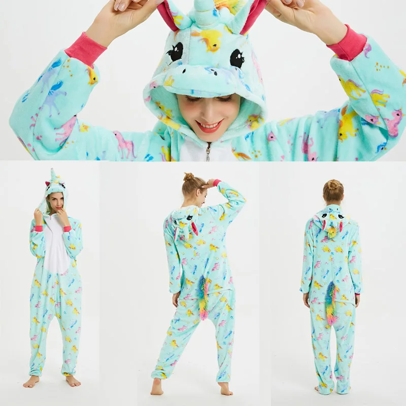 

Winter Kigurumi Adult Flannel Onesie Pajamas Husky unicornio Soft Sleepwear Unicorn Pajamas Set Women Men Unisex Husky Nightie