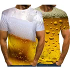 Пиво 3D печатных футболка для мужчин с О-образным вырезом с коротким рукавом Забавный Новинка футболка 2021 летняя уличная мода топы одежда унисекс; Одежда
