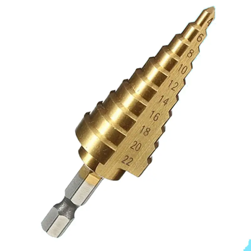 

4-22mm Step Drill Bit 10 Steps Large Cone HSS For Metal Platic Wood Titanium Bit