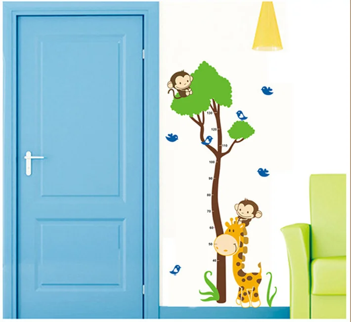 Наклейка на стену для детского сада с изображением обезьяны жирафа|Наклейки