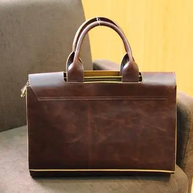 

Vintage Korean Version Men's Bag Crazy Horse PU Leather Handbag