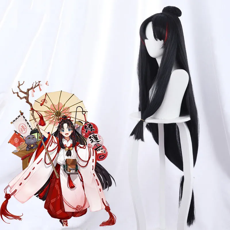 Женский длинный прямой парик Netease Games Onmyoji Master Knot God черный красный для косплея |