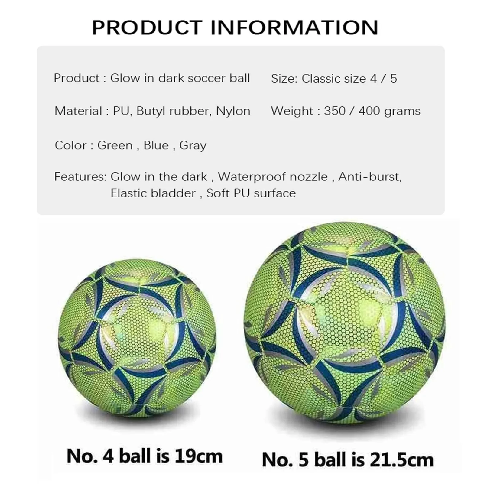 

Reflective Football LED Training Soccer Luminous Fluorescent Reflective Cool Luminous No. 5 No. 4 Football for Child Adult