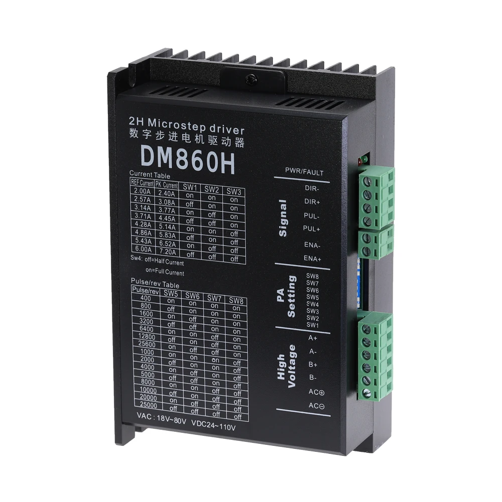 DM860H Драйвер шагового двигателя 2 Фаза цифровой Microstep бесщеточный вентилятор