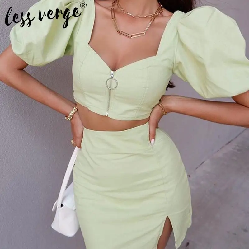 Женская облегающая мини юбка Lessverge летний комплект из двух предметов укороченный