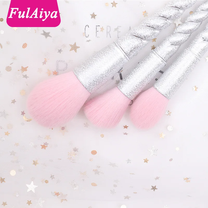 Наборы кистей для макияжа 10 шт. наборы с витой ручкой в виде рога единорога основы