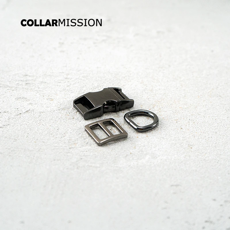 100 unids/lote (hebilla de metal + Tri-Glid + D anillo/set)15mm metal plateado hebilla para bolsa correas DIY collar de perro accesorios 8 colores-5