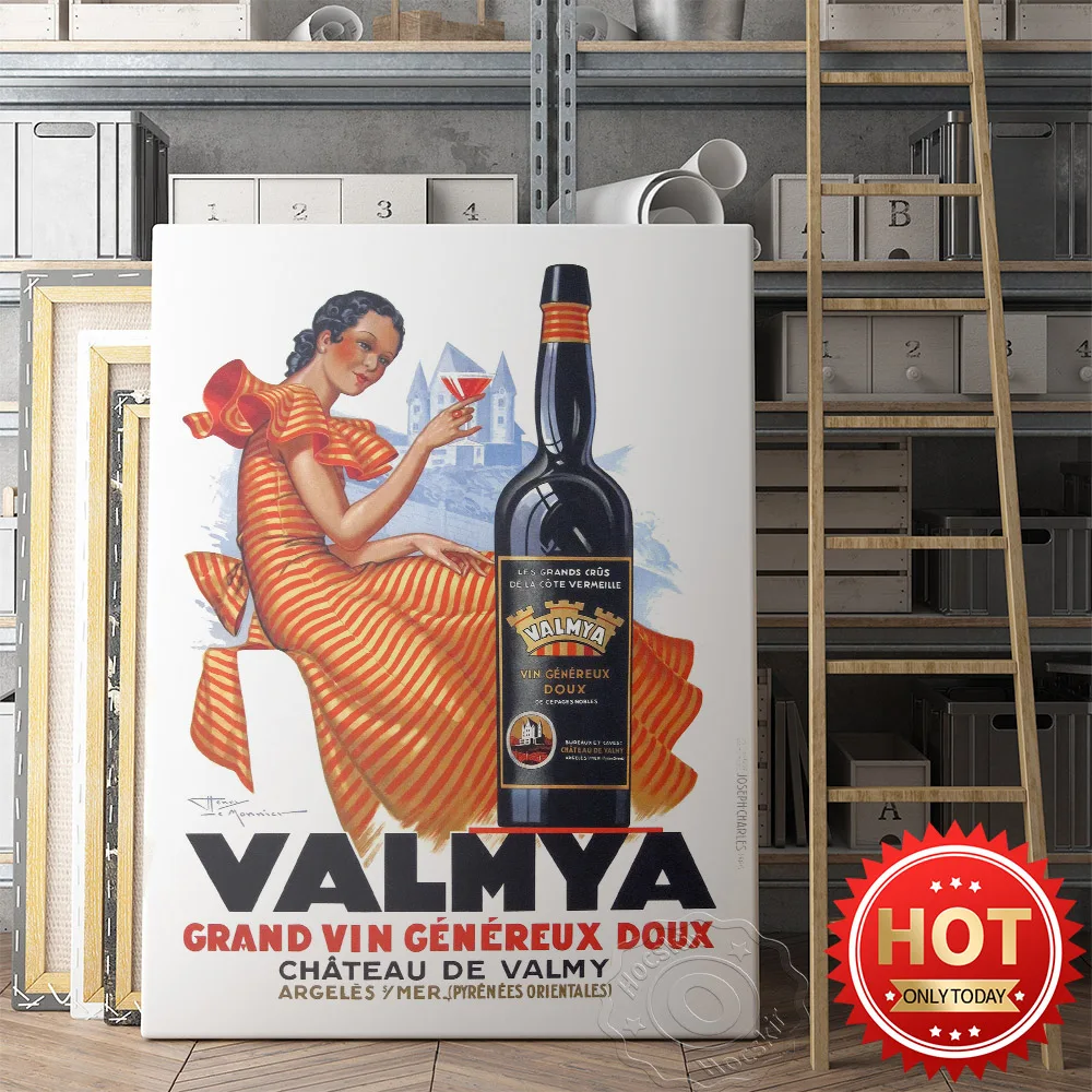 

Valmya Grand Vin Genereux Doux Retro Print, French Advertising Prints Poster, Valmya Liqueor Wall Art, Vintage Art, Bar Pub Club