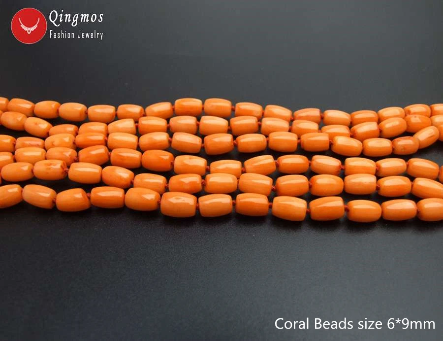 Женское Ожерелье Qingmos из натурального оранжевого коралла с толстыми кусочками 6*9