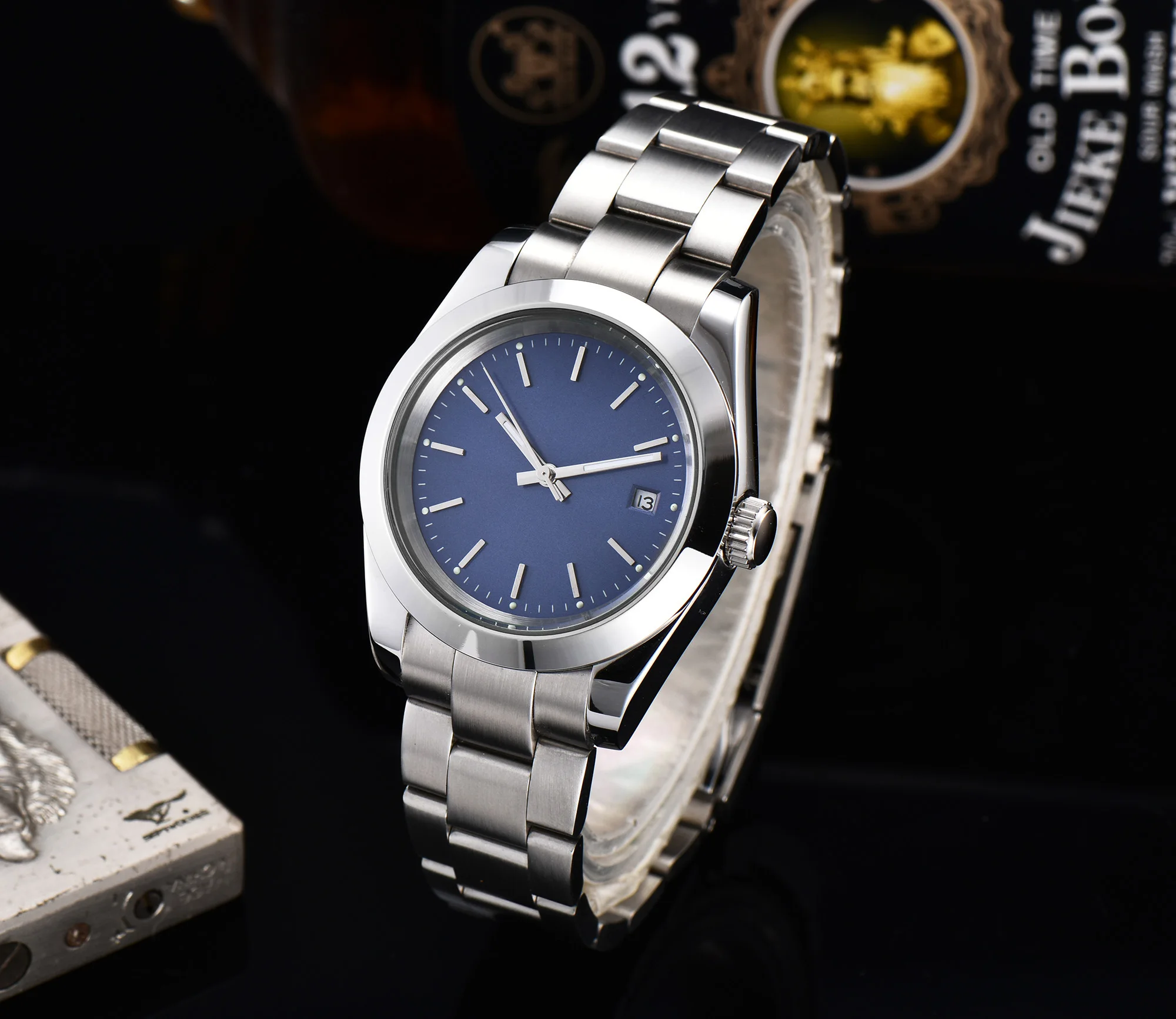Часы Автоматические bomax marina с цепным механизмом 40 мм белый циферблат календарь