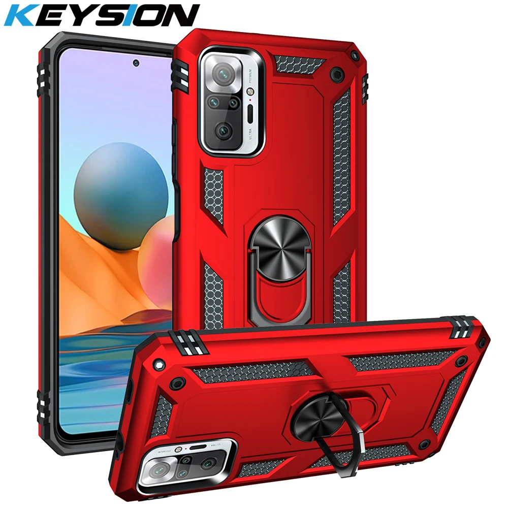 

KEYSION Shockproof Case for Redmi Note 10 Pro 10S 9 8 7 Pro 9T K40 Ring Phone Back Cover for Xiaomi Mi 11i POCO X3 Pro X3 NFC F3