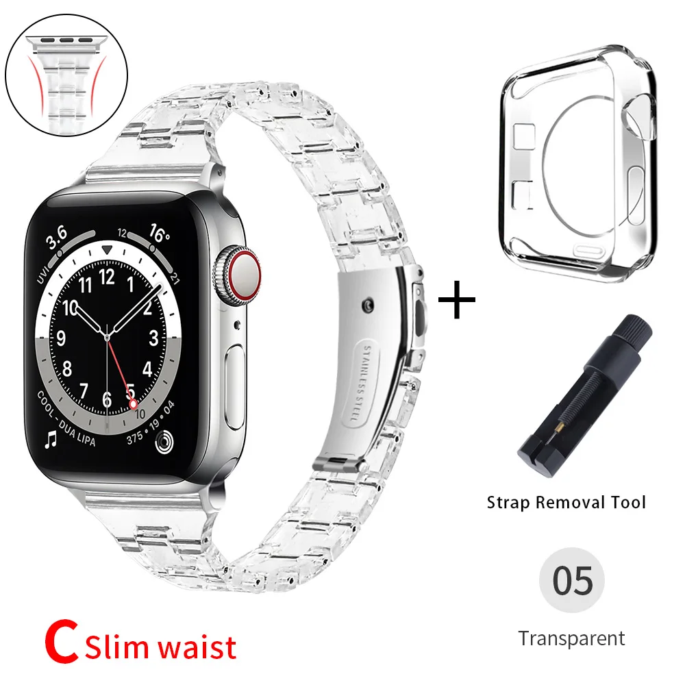 

Slim Transparent Jelly Band For Apple Watch 44mm 40mm Series Se/654 Clear Strap on Smart Iwatch 123 38mm 42mm Bracelet Watchband