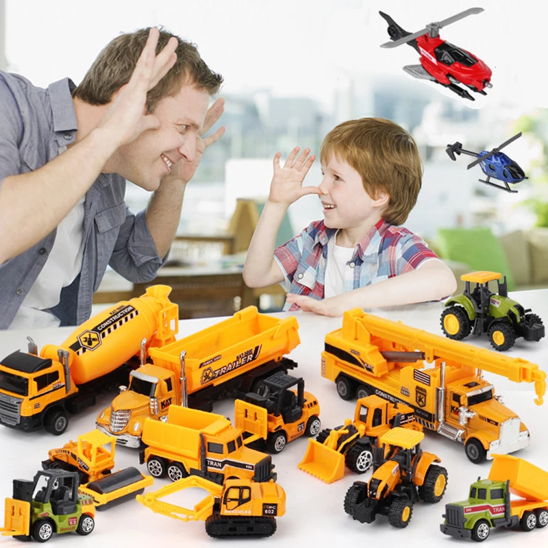 6 шт./компл. Мини Сплав игрушечный автомобиль RC вертолет инженерной