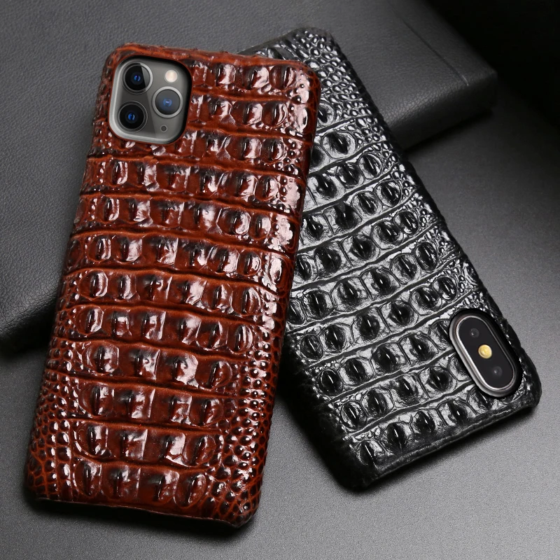

Genuine Leather Phone Case For iPhone 11 Pro Case Crocodile Back Texture For Apple X XS Max XR 6 6S 7 8 Plus SE 2020 Cover Funda