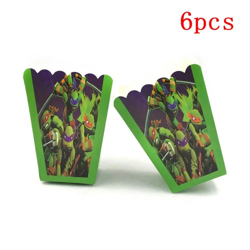 6pc Popcorn Box 20 шт./набор, подростковые вечерние салфетки с изображением черепашек-ниндзя, украшения для мальчиков и принадлежности для дня рождения - Цвет: 6pc Popcorn Box