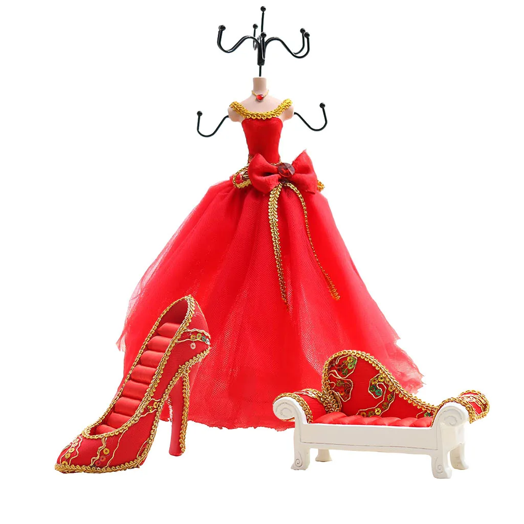 

Red Wedding Party Mannequin Jewelry Display Stand Holder Rack