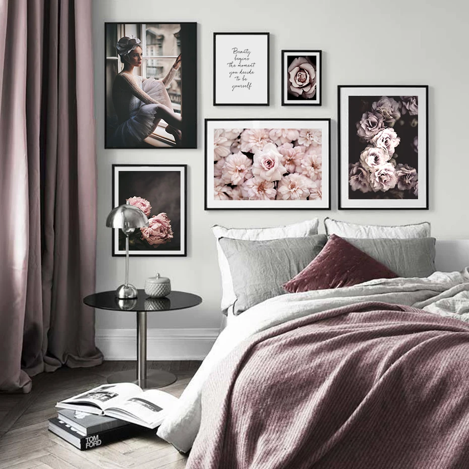 

Canvas Poster Wall Painting Nordic Scandinavia Flower Rose Picture for Home Room Design Living Room Decoration Frameless