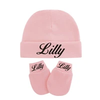 custom newborn baby hat mittens personalised pink hat and mittens set newborn hat and baby anti scratching gloves mittens