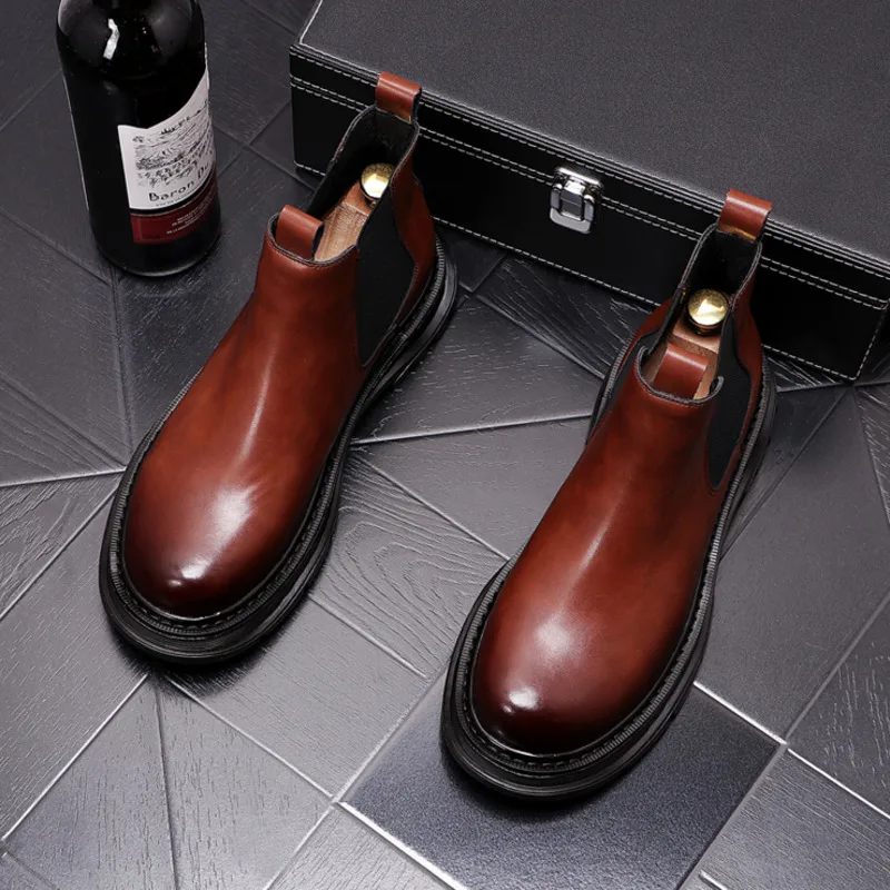 

Men Autumn Work Boots Plus Size Platform Chelsea Oxfords Boots Spring Male Dress Botas Mujer 2021 Booties Zapatos De Hombre